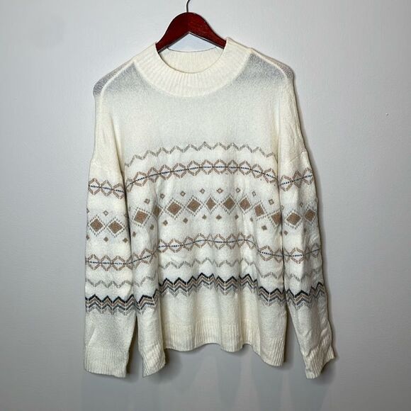 Talbots Cozy Fair Isle Mockneck Sweater XL - Picture 2 of 7
